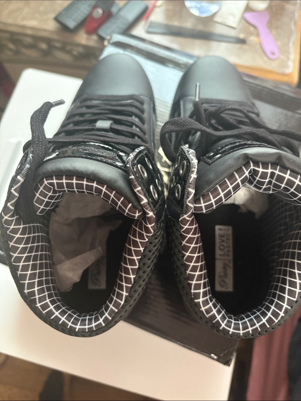 Pastry Women’s Black High-Top Sneakers with Patent Panels - Picture 4 of 7